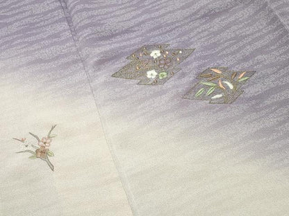 平和屋着物●訪問着　刺繍　松皮菱花文　暈し染め　金糸　鬼しぼ縮緬　正絹　逸品　CABK2755gh