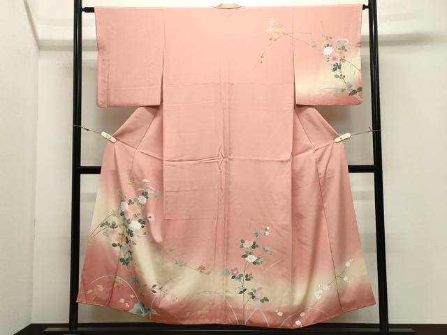 平和屋着物●訪問着　枝花文　暈し染め　正絹　逸品　CABK2758gh