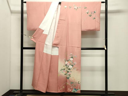 平和屋着物●訪問着　枝花文　暈し染め　正絹　逸品　CABK2758gh