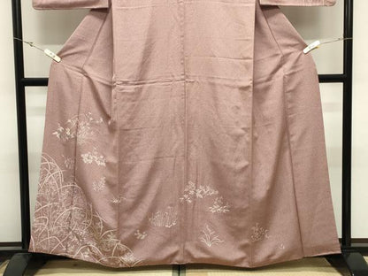 平和屋着物●訪問着　刺繍　草花文　正絹　逸品　CABK2759gh