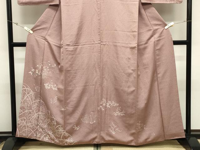 平和屋着物●訪問着　刺繍　草花文　正絹　逸品　CABK2759gh