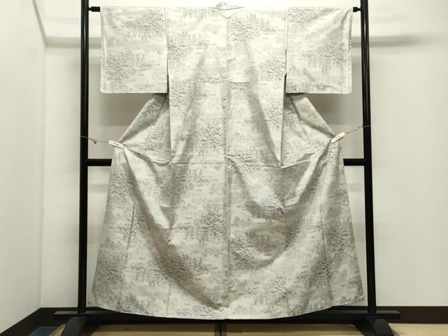 平和屋着物●本場大島紬　白大島　風景文　正絹　逸品　未使用　CABK2761gh