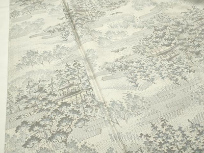 平和屋着物●本場大島紬　白大島　風景文　正絹　逸品　未使用　CABK2761gh