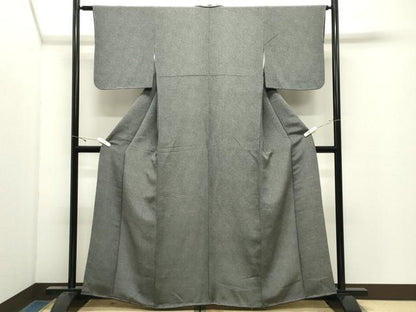 平和屋着物●江戸小紋　鮫小紋柄　黒地　鬼しぼ縮緬　正絹　逸品　未使用　CABK2762gh
