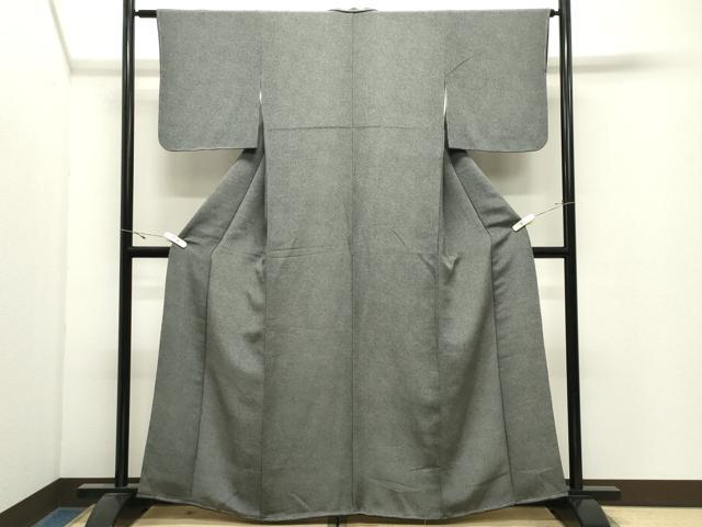 平和屋着物●江戸小紋　鮫小紋柄　黒地　鬼しぼ縮緬　正絹　逸品　未使用　CABK2762gh