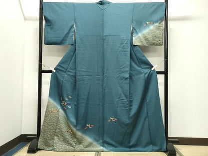 平和屋着物●訪問着　刺繍　舞蝶文　暈し染め　金彩　正絹　逸品　CABK2765gh