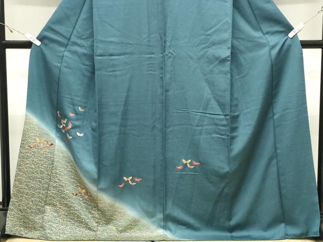 平和屋着物●訪問着　刺繍　舞蝶文　暈し染め　金彩　正絹　逸品　CABK2765gh