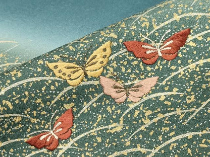 平和屋着物●訪問着　刺繍　舞蝶文　暈し染め　金彩　正絹　逸品　CABK2765gh