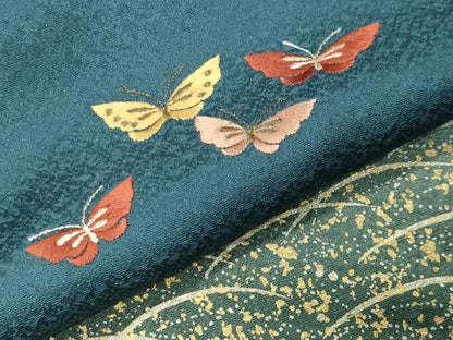 平和屋着物●訪問着　刺繍　舞蝶文　暈し染め　金彩　正絹　逸品　CABK2765gh