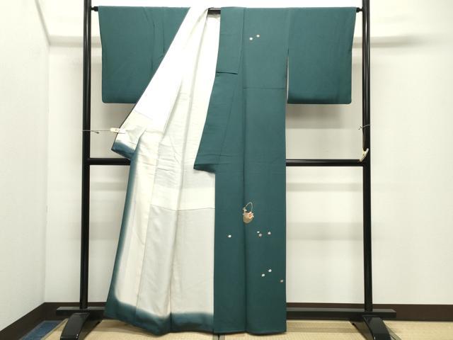 平和屋着物●訪問着　総刺繍　駒刺繍　花籠文　正絹　逸品　CABK2766gh