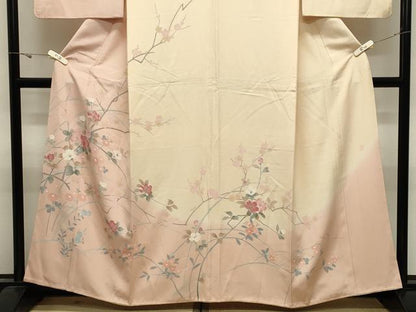 平和屋着物●訪問着　友禅　作家物　枝花文　暈し染め　正絹　逸品　CABK2767gh