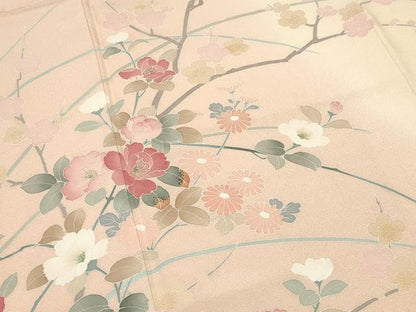 平和屋着物●訪問着　友禅　作家物　枝花文　暈し染め　正絹　逸品　CABK2767gh