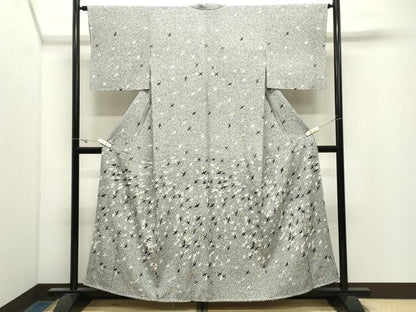 平和屋着物●訪問着　群鶴文　金銀彩　正絹　逸品　未使用　CABK2768gh