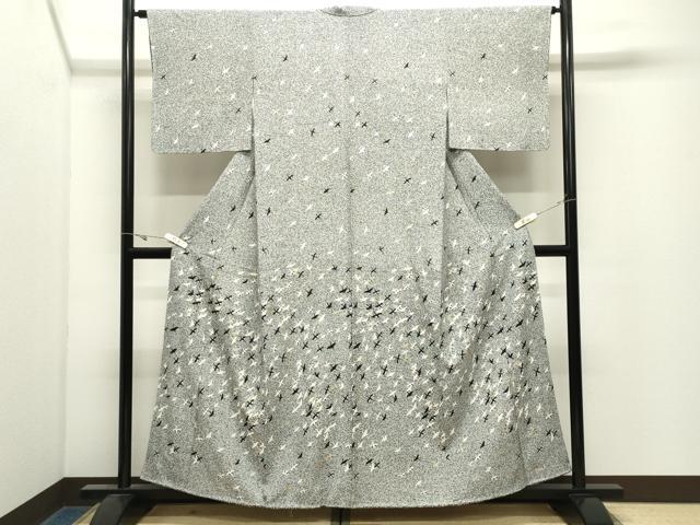 平和屋着物●訪問着　群鶴文　金銀彩　正絹　逸品　未使用　CABK2768gh