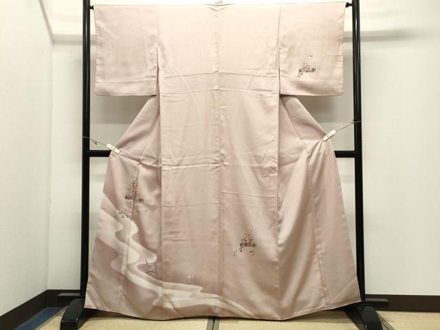 平和屋着物●訪問着　刺繍　草花文　暈し染め　金彩　正絹　逸品　CABK2770gh