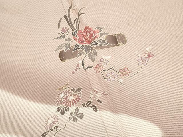 平和屋着物●訪問着　刺繍　草花文　暈し染め　金彩　正絹　逸品　CABK2770gh