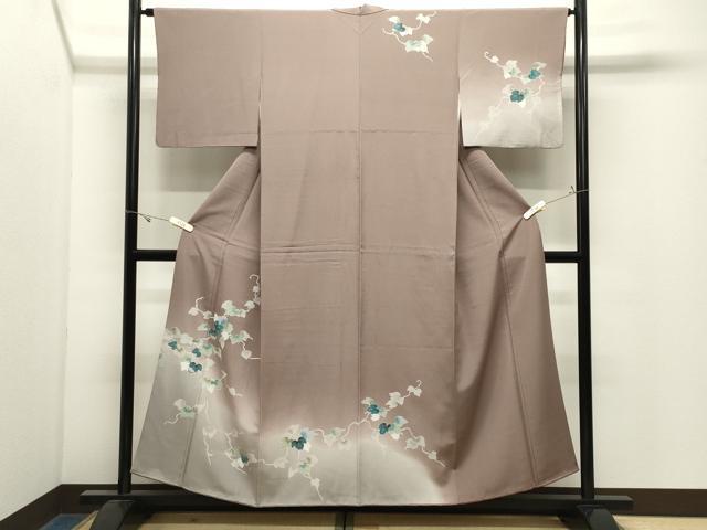 平和屋着物●訪問着　葡萄蔦の葉文　暈し染め　金銀彩　正絹　逸品　CABK2772gh