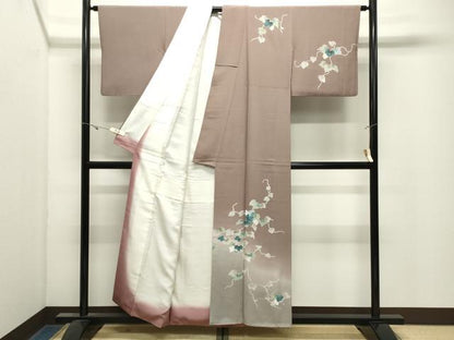 平和屋着物●訪問着　葡萄蔦の葉文　暈し染め　金銀彩　正絹　逸品　CABK2772gh