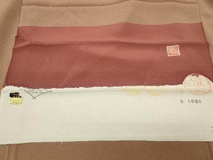平和屋着物●江戸小紋　草木染　万筋　洗朱色×枯色　反端付き　正絹　逸品　CABK2773gh