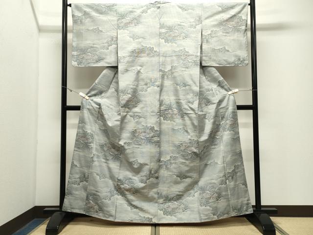 平和屋着物●本場大島紬　白大島　7マルキ　風景文　正絹　逸品　CABK2777gh
