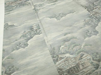 平和屋着物●本場大島紬　白大島　7マルキ　風景文　正絹　逸品　CABK2777gh