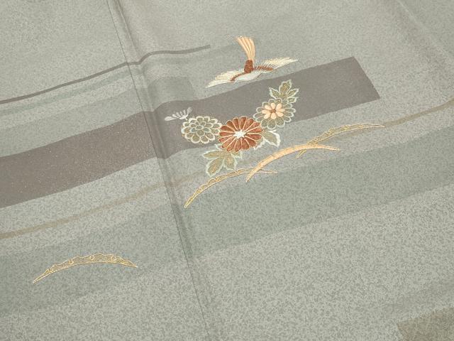 平和屋着物●訪問着　駒刺繍　花鳥文　金彩　正絹　逸品　CABK2784gh