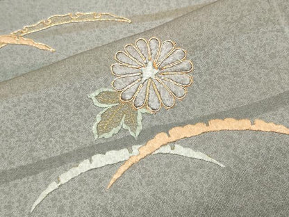 平和屋着物●訪問着　駒刺繍　花鳥文　金彩　正絹　逸品　CABK2784gh