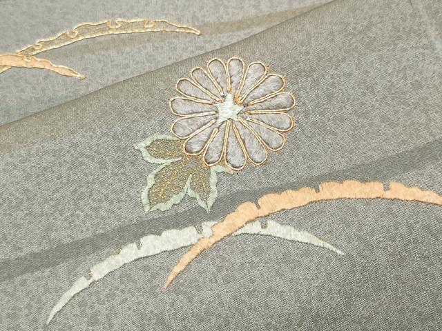 平和屋着物●訪問着　駒刺繍　花鳥文　金彩　正絹　逸品　CABK2784gh