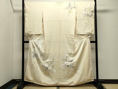 平和屋着物●訪問着　手描き　草花文　暈し染め　正絹　逸品　CABK2785gh