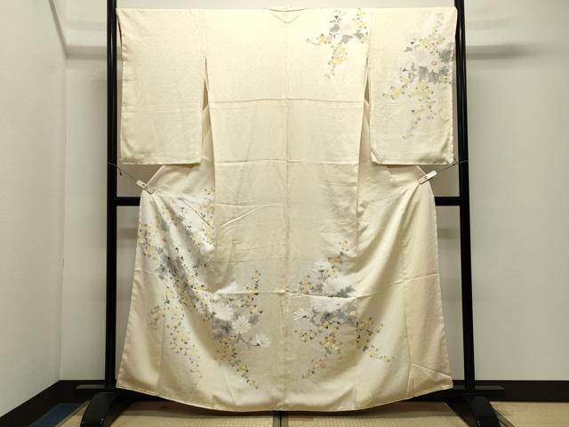 平和屋着物●訪問着　手描き　草花文　暈し染め　正絹　逸品　CABK2785gh