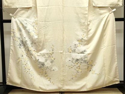 平和屋着物●訪問着　手描き　草花文　暈し染め　正絹　逸品　CABK2785gh