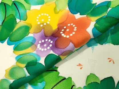平和屋着物●上質な小紋　手描き　草花文　正絹　逸品　CABK2792gh