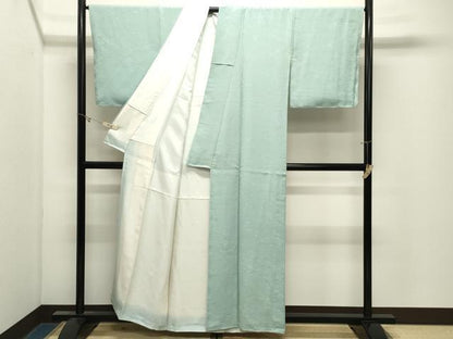 平和屋着物●上質な色無地　霞地紋　水色　正絹　逸品　未使用　CABK2794gh