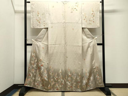 平和屋着物●訪問着　駒刺繍　萩文　暈し染め　金彩　正絹　逸品　CABK2796gh
