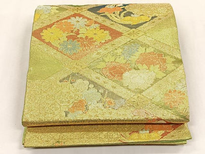 平和屋着物◎六通柄袋帯　雲重ね鼻文　金糸　正絹　逸品　CABK2802yk