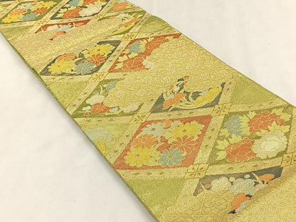 平和屋着物◎六通柄袋帯　雲重ね鼻文　金糸　正絹　逸品　CABK2802yk