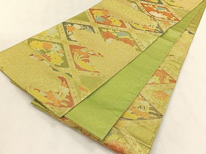 平和屋着物◎六通柄袋帯　雲重ね鼻文　金糸　正絹　逸品　CABK2802yk