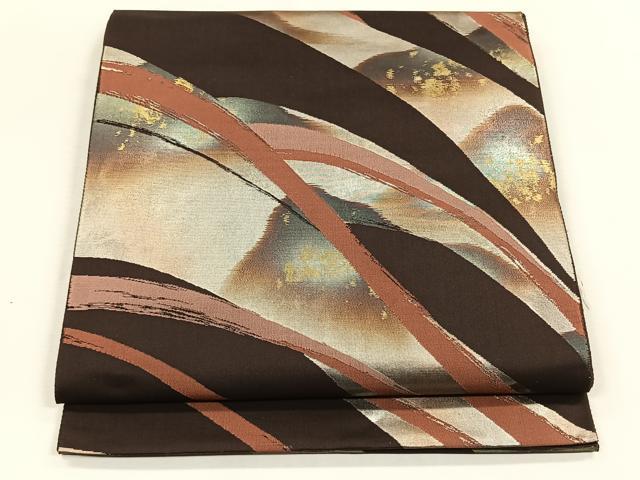 平和屋着物◎六通柄袋帯　霞文　金彩　正絹　逸品　CABK2808yk