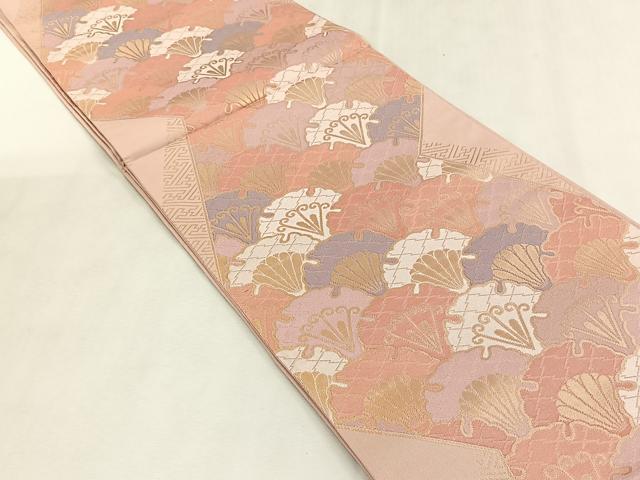 平和屋着物◎六通柄袋帯　雪輪青海波　金糸　正絹　逸品　未使用　CABK2809yk