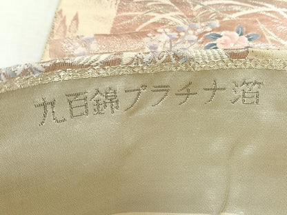 平和屋着物◎西陣　六通柄袋帯　色紙重ね花鳥文　プラチナ箔　九百錦　正絹　逸品　CABK2810yk