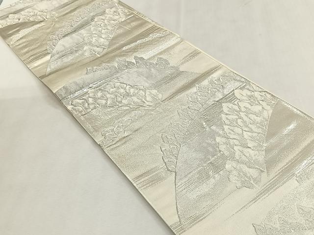 平和屋着物◎六通柄袋帯　遠山樹林文　銀糸　正絹　逸品　CABK2813yk