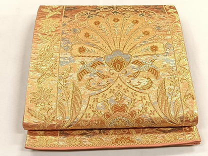 平和屋着物◎六通柄袋帯　花鳥文　金銀糸　正絹　逸品　CABK2814yk