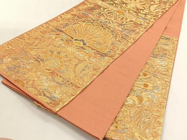 平和屋着物◎六通柄袋帯　花鳥文　金銀糸　正絹　逸品　CABK2814yk