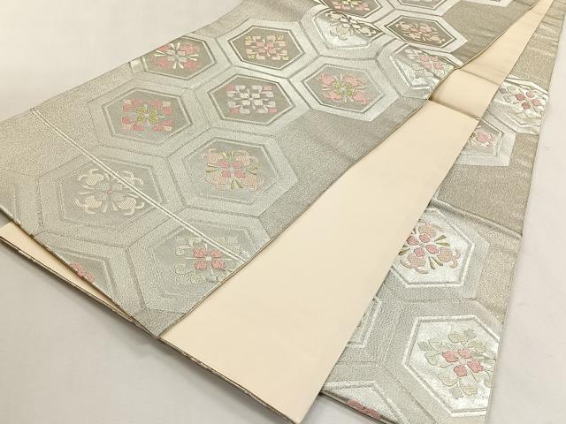 平和屋着物◎六通柄袋帯　亀甲花文　金銀糸　正絹　逸品　CABK2816yk