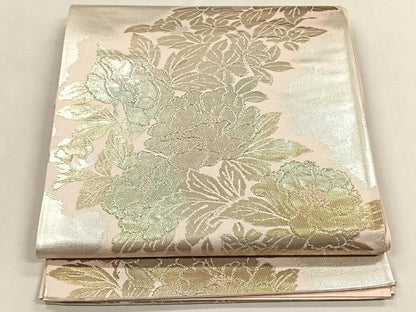平和屋着物◎六通柄袋帯　草花文　金銀糸　正絹　逸品　CABK2817yk