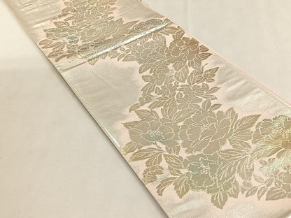 平和屋着物◎六通柄袋帯　草花文　金銀糸　正絹　逸品　CABK2817yk