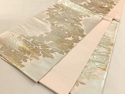 平和屋着物◎六通柄袋帯　草花文　金銀糸　正絹　逸品　CABK2817yk