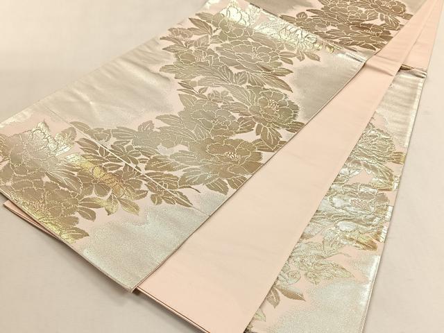 平和屋着物◎六通柄袋帯　草花文　金銀糸　正絹　逸品　CABK2817yk