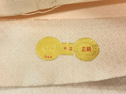 平和屋着物◎西陣　六通柄袋帯　唐織　流水舞桜文　証紙付き　正絹　逸品　未使用　CABK2818yk