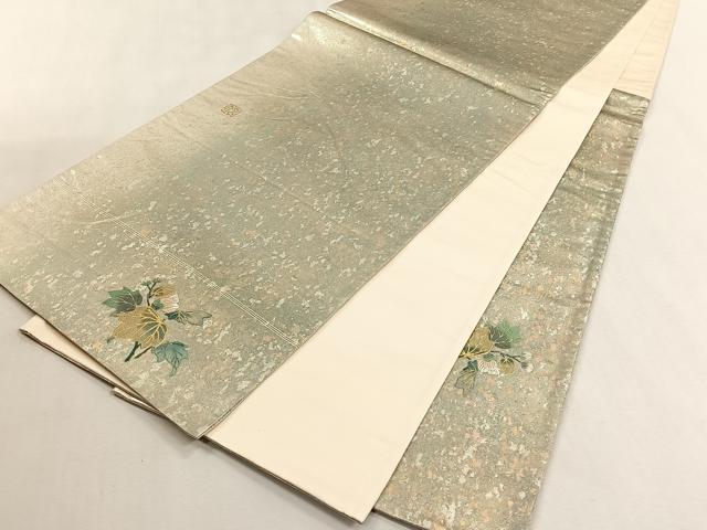 平和屋着物◎太鼓柄袋帯　作家物　枝花文　金糸　引箔　正絹　逸品　CABK2825yk